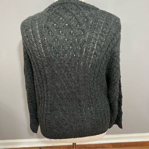 NWT Nordstrom Cali Be Charcoal Gray Cable Knit Crew Neck Sweater - XL/1X - Picture 10 of 12